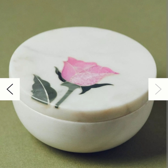 BRAND NEW ANTHROPOLOGIE MARBLE Flower Trinket JEWELRY Box $60 - Picture 2 of 3